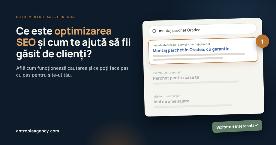 Rezultatele căutării Google cu site-ul unei afaceri pe primul loc, după optimizarea SEO